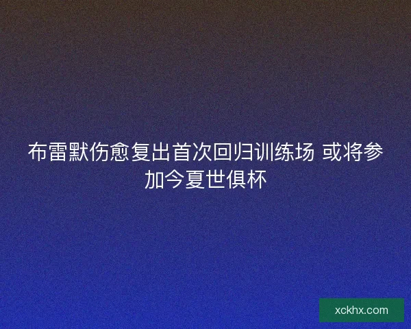 布雷默伤愈复出首次回归训练场 或将参加今夏世俱杯
